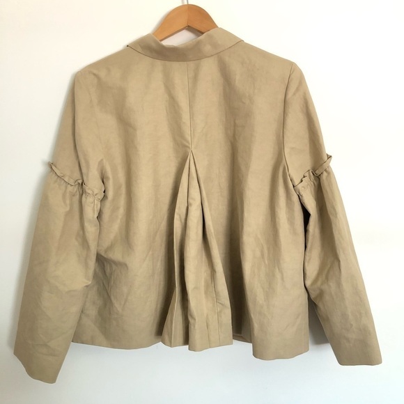 Lewit Beige Gathered Sleeve Linen Jacket XL - Picture 4 of 8